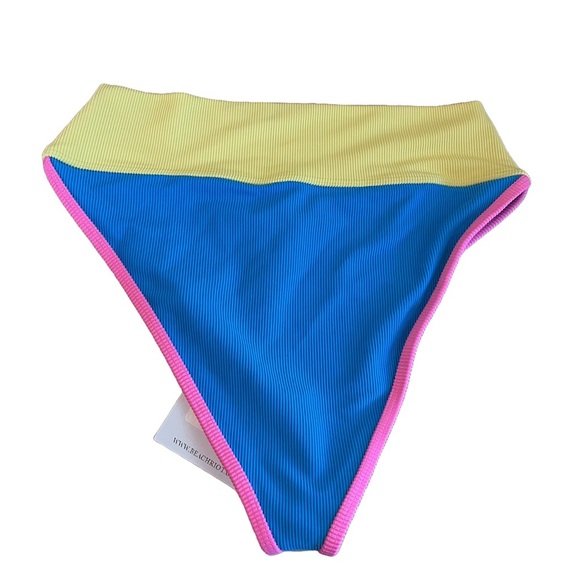 Beach Riot Bikini Bottom in Coral Reef Color block Size Large - Picture 4 of 6